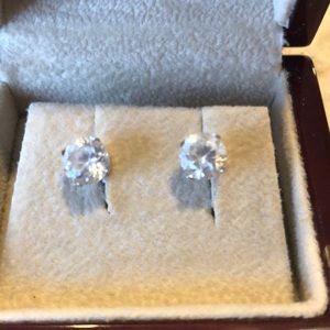 1 Ct per ear …. Stunning cubic set in 14k white gold.  Gently used